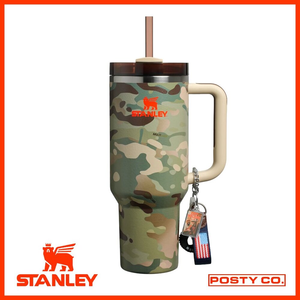 NIB Stanley x Post Malone 40oz Camo Quencher H2.0 FlowState Tumbler w Keychain!
